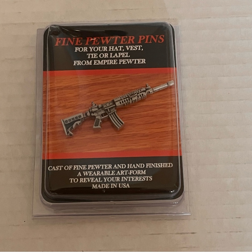 Empire Pewter Barrett Rifle Pewter Pin For Hat Vest Tie Lapel Made In USA